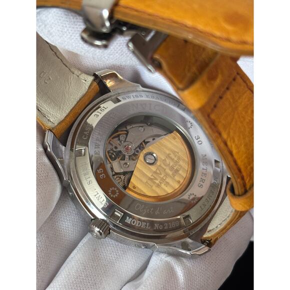 2004 Invicta Objet d’Art Malaga Swiss-Mvmt Automatic Watch 44mm Leather #2169 - Picture 8 of 12